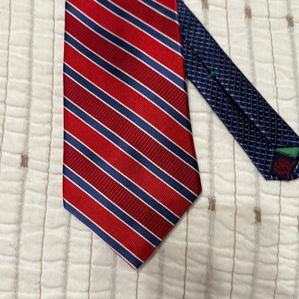 Men’s tie. Red with blue and white. Tommy Hilfiger. New, never worn. No tags.